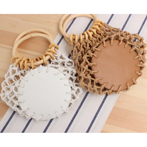 Mini <span class=keywords><strong>pochette</strong></span> da donna lavorata a mano <span class=keywords><strong>con</strong></span> manico in tessuto a mano <span class=keywords><strong>con</strong></span> coulisse <span class=keywords><strong>con</strong></span> chiusura aperta per la spiaggia o la pesca - Product Image 5