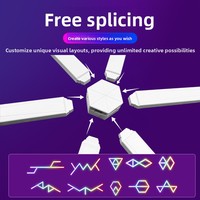 스마트 모듈형 퀀텀 라이트 RGB 앱 제어 USB 전원 사운드 픽업 기능이 있는 창의적인 게임 분위기 LED 벽 장식 조명