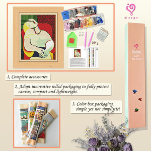 Kit d'art moderne de peinture diamantée <span class=keywords><strong>Picasso</strong></span>, avec forets carrés, cadre imprimé, pour décoration intérieure DIY rectangulaire - Product Image 3