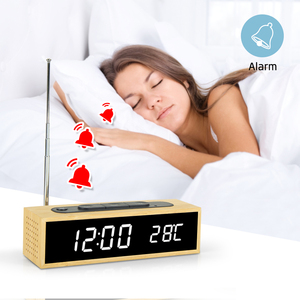 Réveil LED en bambou, Style ajusté, <span class=keywords><strong>Radio</strong></span>, <span class=keywords><strong>avec</strong></span> température - Product Image 1