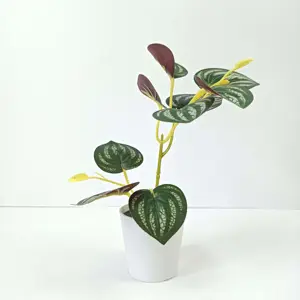 Plantas artificiales en maceta para interiores, escritorio de oficina, 8 pulgadas, planta de hoja falsa realista, plantas falsas pequeñas para decoración del hogar