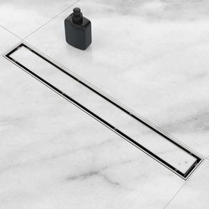 Bathroom Invisible Long Floor <b>Drain</b> Anti-odor <b>Linear</b> Floor <b>Drain</b> 304 SS Tile Insert Matte Black Thickened Hidden Floor <b>Drain</b> - Product Image 1