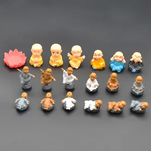 lucky happy little mini baby monk buddha statues miniature figures people small figurine model human for kid playing home decor