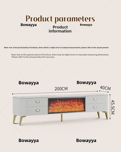 Mueble de TV de Madera Maciza Blanca de Lujo, Chimenea con Llama Simulada en 3D, Estufa Integrada, Decoración para Sala de Estar - Product Image 6