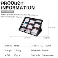 Étui à lunettes de soleil en nylon de luxe à 18 emplacements avec plateau de rangement et boîte de présentation pour la maison et le stock d'entrepôt, étuis et sacs à lunettes