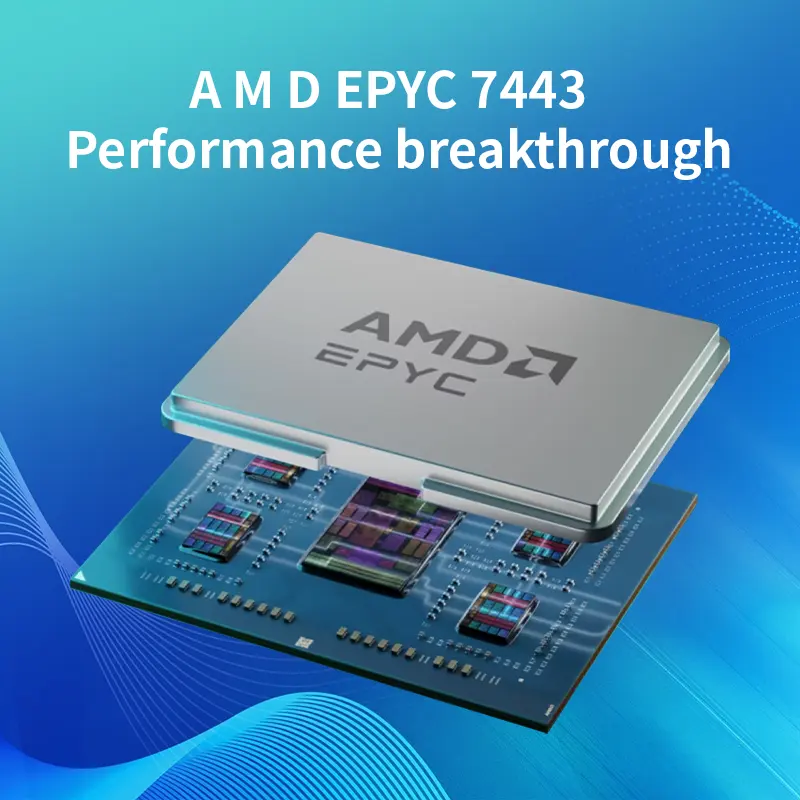 Popüler OEM A M D EPYC 7443 sunucu CPU 24 çekirdek 48 konuları 200W 2.85GHz 100% orijinal yeni işlemci CPU için sunucu