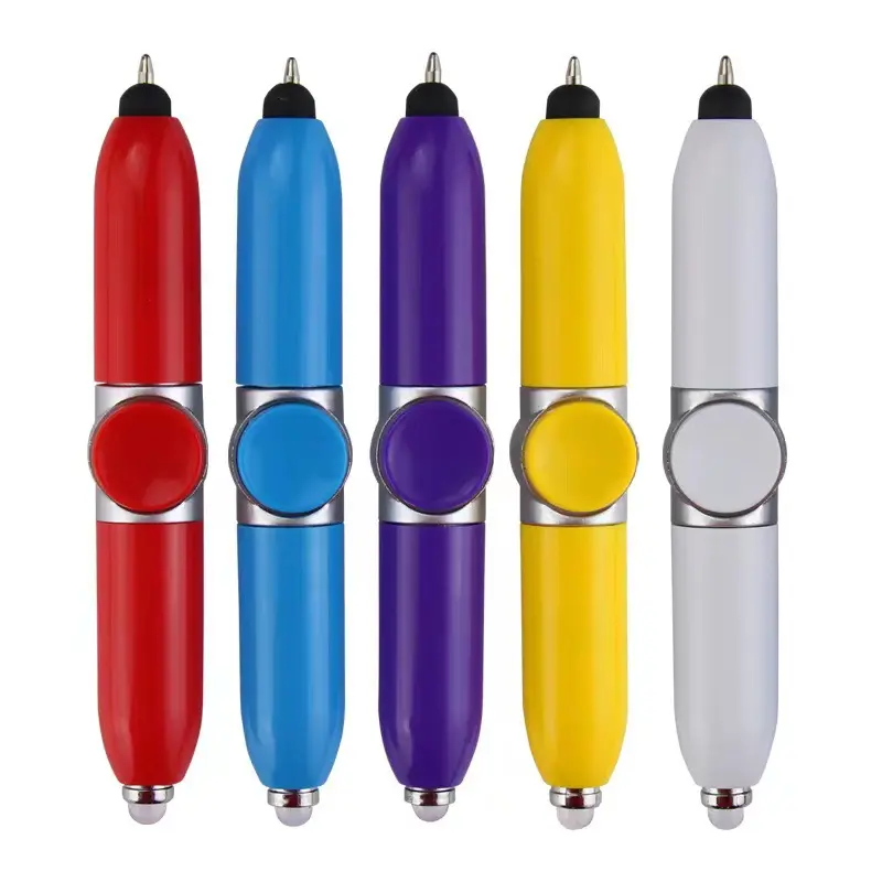 クリエイティブミニプラスチックフィンガーフィジェットスピナーペンフラッシュライトスタイラスタッチボールペン多機能減圧ペン