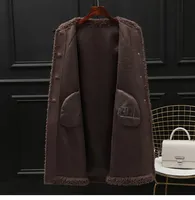 Abrigo de Piel de Oveja para Mujer, Invierno 2026, Largo Medio, Piel de Lana Genuina, JT653