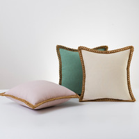 Housse de coussin en coton, lin et chanvre de couleur unie, moderne et décorative, pour canapé, lit, salon, décoration intérieure