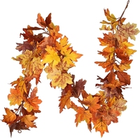 Guirlande artificielle en soie d'automne de 5.9 pieds feuille d'érable d'automne et guirlande suspendue de vigne pour Thanksgiving décor maison A509