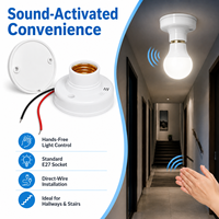 Douille de lampe E27 à commande sonore et lumineuse, prise d'ampoule à capteur de lumière à activation vocale automatique avec temporisation d'extinction de 30 secondes pour couloir et escalier
