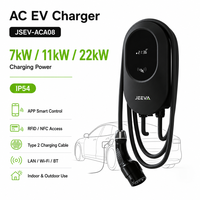 Cargador Inteligente para Vehículos Eléctricos de 7kW, 11kW y 22kW, Tipo 2, con Aplicación y RFID, para Carga Doméstica y Comercial