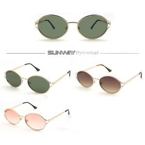 Hot Selling Luxury Brand Oval Frame Metal Sunglasses Women Men Retro High Quality Sun Glasses Custom Shades Supplier - Product Image 2