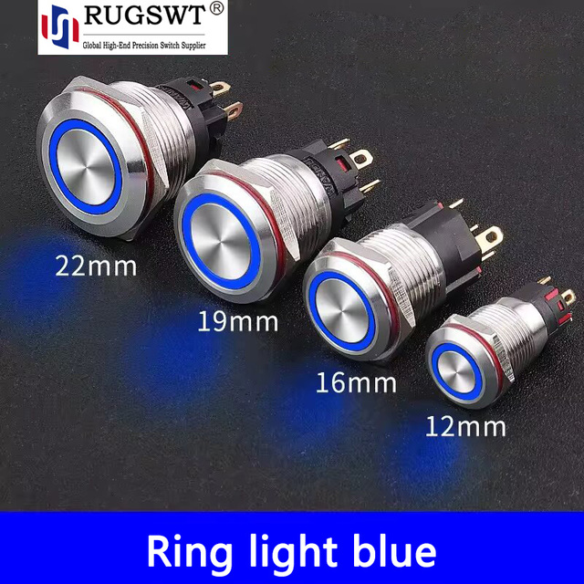 12/16/19/22/25/30/40mm Panel Mount SPDT DPDT Latching/ Momentary Metal LED Push Button Switches IP65 IP67
