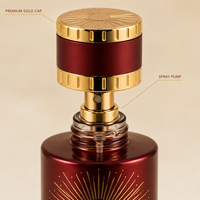Flacon de parfum vide personnalisé de 250 ml, noir mat avec bouchon doré, flacon pulvérisateur en verre rechargeable de luxe, vente en gros, logo personnalisé