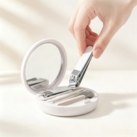 Kit de manucure en acier inoxydable 5 en 1, lime à ongles plate et courbée, cure-oreille, kit de soin des ongles portable pour la maison et l'usage quotidien