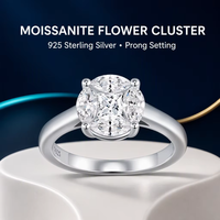 Bague en Moissanite en Argent Sterling 925, Coupe Marquise, Grappe de Fleurs, Sertie à Griffes, Bague de Fiançailles pour Femme, Mariage
