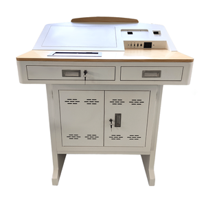 Mobilier scolaire podium numérique de haute qualité en acier et bois plate-forme multimédia de bureau d'enseignant avec armoires de rangement - Product Image 1