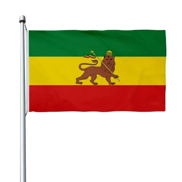 3 x 5 Fuß Äthiopien Löwe von Juda Rasta grün gelb rot Außenflagge Banner für Dekoration Party
