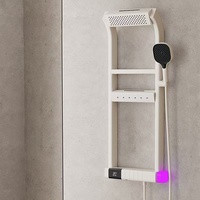 Petit panier à dos douche salle de bain ensemble de douche affichage numérique température ensemble de douche 360 degrés pistolet gris cuivre