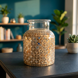 Petite lanterne décorative en verre miroir doré, résistante à la chaleur, pour la maison, les mariages, la décoration de table - Product Image 2