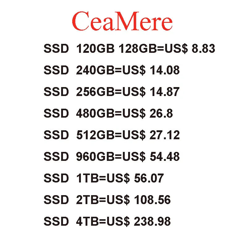 CeaMere Pabrik 2.5Inch SSD MLC TLC Chip SATA3 240G 256G 480G 512G 960G 1TB Internal Solid State Disk Hard Drive untuk Komputer