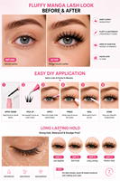 Faux cils en gros faits à la main en cheveux synthétiques, auto-adhésifs, pré-collés, réutilisables, 3D, doux, en éventail, cruelty-free