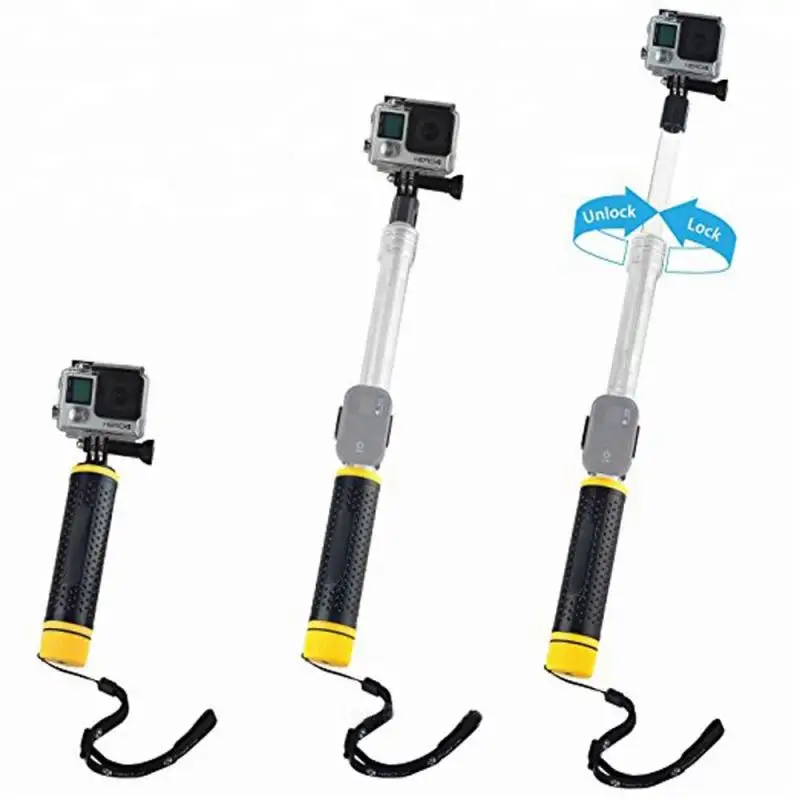 E-Reise New Arrival Extendable Transparent Float Handheld Monopod Selfie Stick With Wifi Remote Holder Clip for Go Pro
