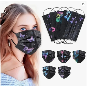 Logo personalizzato monouso 3 strati Non tessuto gradiente blu maschere per il viso stampato cartone animato mascherata per adulti e bambini per feste - Product Image 1