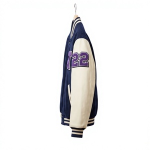 Veste universitaire en laine rouge pour homme Relevo avec broderie et logo, manches blanches, style preppy, vêtement d'automne - Product Image 4