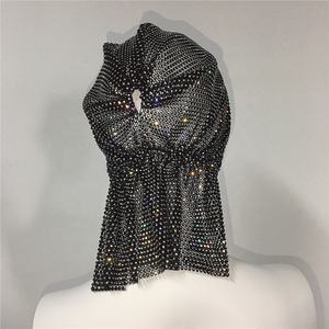 <span class=keywords><strong>Rihanna</strong></span>-Pañuelo elástico para la cabeza para mujer, bandana ostentosa con diamantes de imitación, para fiesta musulmana - Product Image 6