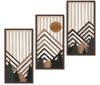 Décoration murale géométrique bohème en bois, personnalisable en usine, 3 pièces, pour la maison, le salon, la chambre