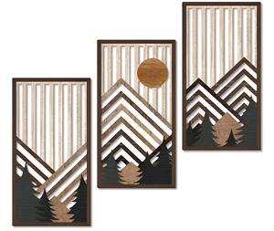 Decorazione Murale Geometrica Boho in Legno Personalizzabile, Set da 3 Pezzi per <span class=keywords><strong>Soggiorno</strong></span> e Camera da Letto - Product Image 1