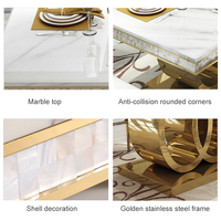 Table et chaises de salle à manger de mariage d'or de style élégant moderne avec le matériel d'acier inoxydable pour des meubles de salle à manger de maison d'hôtel