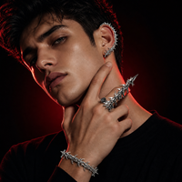Ensemble de bijoux ChuYao en alliage, bracelet, bague et boucles d'oreilles à motif squelette de dragon, pour hommes, vente en gros, bijoux de mode personnalisés