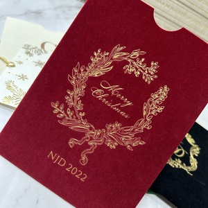 Biglietti d'<span class=keywords><strong>auguri</strong></span> personalizzati in velluto con maniche tascabili e carte regalo con nappe realizzate in materiale cartaceo resistente - Product Image 4