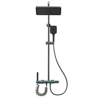 Système de douche thermostatique mural en aluminium spatial avec affichage numérique, ensemble de robinets à touches piano pour bain et douche