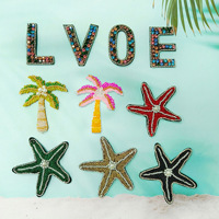 Nouveau débardeur côtelé pour femme, design plage été 2026, 100% coton, motif dessin animé à sequins DIY, fait main, perles, personnalisé