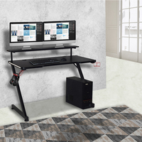 Mobilier de bureau personnalisé Bureau de jeu Mesa Bureau de jeu ergonomique en métal noir Bureaux de jeu en fibre de carbone