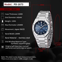 Montre mécanique automatique pour homme PAGANI DESIGN PD-1673, 40 mm, saphir, acier inoxydable, étanche 10 bars, luminescente C3, Reloj Hombre
