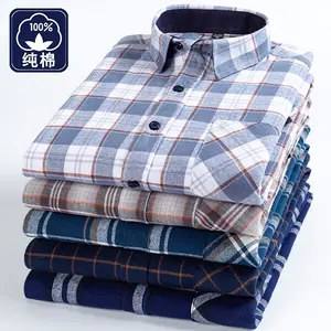 unisex autumn winter spring milled plaid shirt Men's enzyme washed cotton shirt 100% cotton plaid shirt