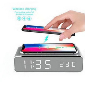 <span class=keywords><strong>Cargador</strong></span> inalámbrico portátil con pantalla LCD, dispositivo con despertador Digital LED y pantalla de temperatura, OEM - Product Image 5