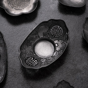 Posavasos de estaño puro hecho a mano, taza de té de metal antiguo martillado, forma irregular, accesorio para la ceremonia del té japonés - Product Image 4