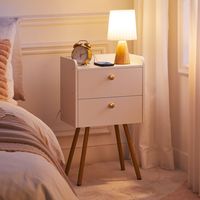 Table de chevet blanche en gros avec 2 tiroirs, table de chevet blanche à deux tiroirs, table de chevet blanche à 2 tiroirs pour chambre à coucher