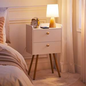 Table <span class=keywords><strong>de</strong></span> chevet blanche en gros avec 2 tiroirs, table <span class=keywords><strong>de</strong></span> chevet blanche à deux tiroirs, table <span class=keywords><strong>de</strong></span> chevet blanche à 2 tiroirs pour chambre à coucher - Product Image 3
