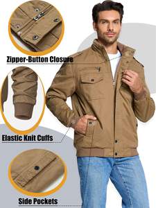 Chaqueta Parkas de lana para hombre, ropa de carga a prueba de viento, chaqueta con logotipo, chaqueta cortavientos, abrigos, ropa de trabajo informal para exteriores - Product Image 3