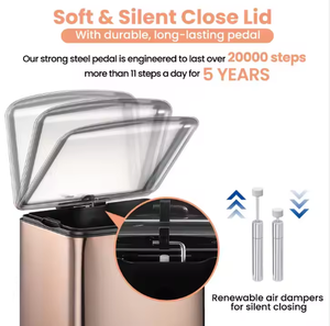 J & L 30L Vàng đạp Thùng rác bin thanh lịch thép không gỉ với compartmental thiết kế hoàn hảo cho nhà và sắp xếp hợp lý Wastemanagement - Product Image 6