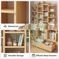 Bibliothèque de bureau moderne et décontractée, couleur naturelle, design unique, grande capacité de rangement pour bureau à domicile, étagère de rangement autoportante