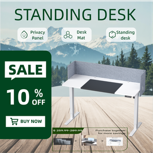 Bàn đứng 55x24 inch với bảng điều khiển riêng tư và thảm bàn, bàn đứng có thể điều chỉnh với Máy tính để bàn một mảnh - Product Image 1