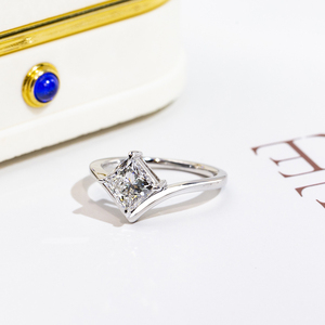 Messi Jewelry MSR-1771 925 <b>Silver</b> Princess Cut <b>Solitaire</b> <b>Ring</b> Fashion <b>Rings</b> Lab Grown Diamond <b>Ring</b> Engagement <b>Ring</b> - Product Image 3